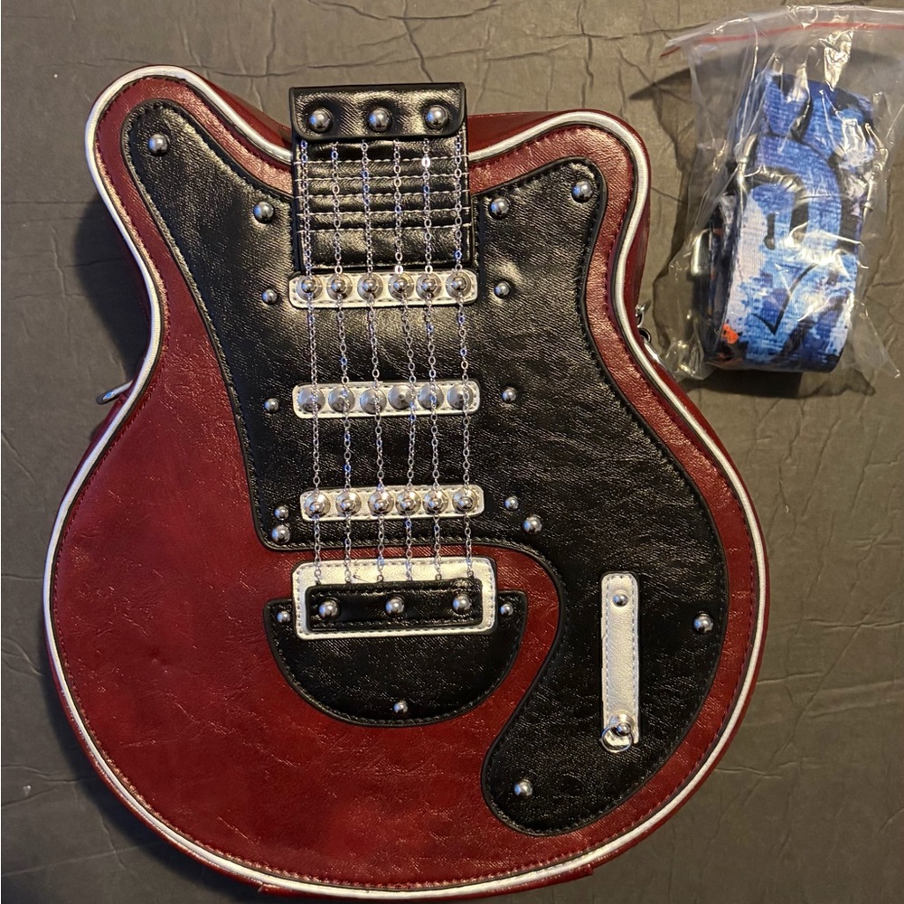 Guitar-Shaped Phone Case - Black and Red